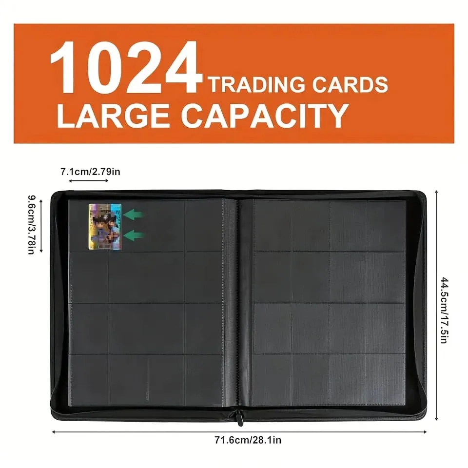 1024 Cepler Ticaret Kartı Bağlayıcı Premium 16 Cepler Kart Tutucu Klasörleri Spor Oyun Kartı için Yan Yükleme Kartı Albümü