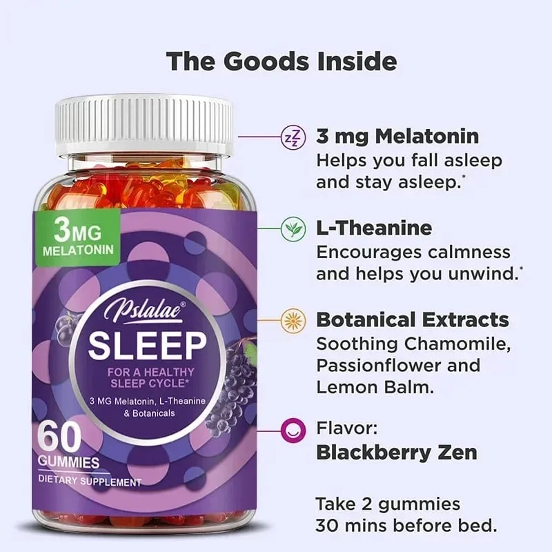 Melatonin Gummies Anxiety Stress Relief Help Sleep Save Insomnia Body Clock Adjustment for Adult — image 5