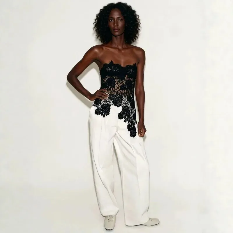 Y2k Sexy Tank Top Lace Splicing Sexy Cut-Out Backless Bodysuit Bodycon Camisole for Outerwear Openwork Corset Top T-shirt Trend — image 4