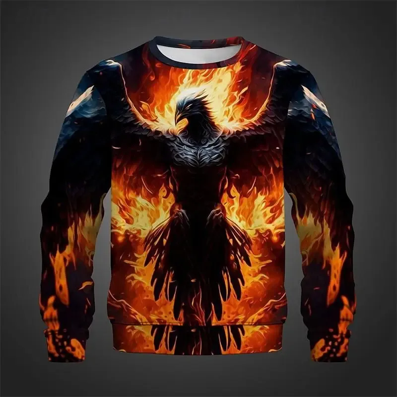 Full Print Chinese Dragon Graphic Sweatshirts For Men Women Long Sleeve Casual Round Neck Hoodie Streetwear Mens Sport Tracksuit