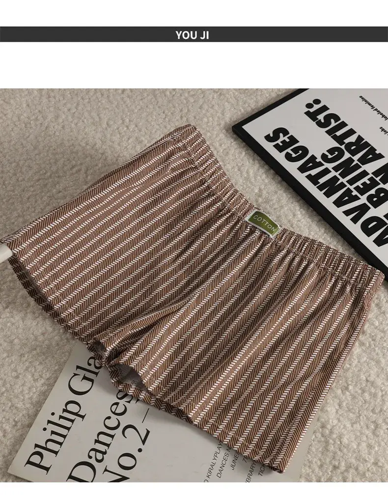 Herrenhöschen, gestreift, locker, atmungsaktiv, Heim-Boxershorts, Unterhose, Übergröße, weich und bequem, Baumwolle, Boxershorts, Sport, kurzer Abschnitt — image 7