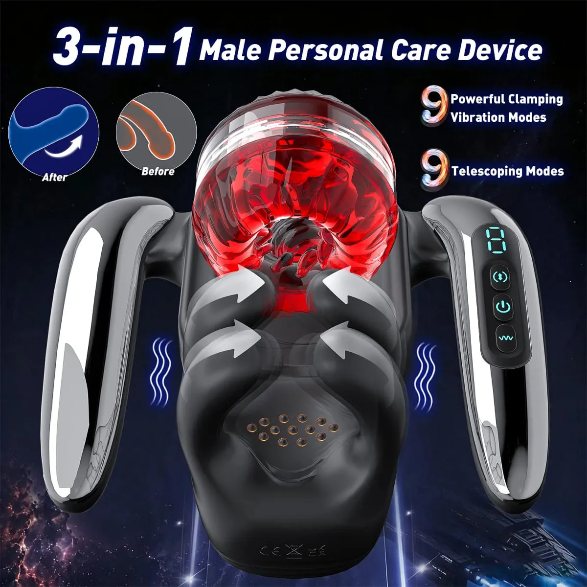 Handheld Automatic Masturbator Cup 9 Telescopic & 9 Vibrating Modes Male Masturbation Blowjob Penis Pump Adults Sex Toys for Men — image 2