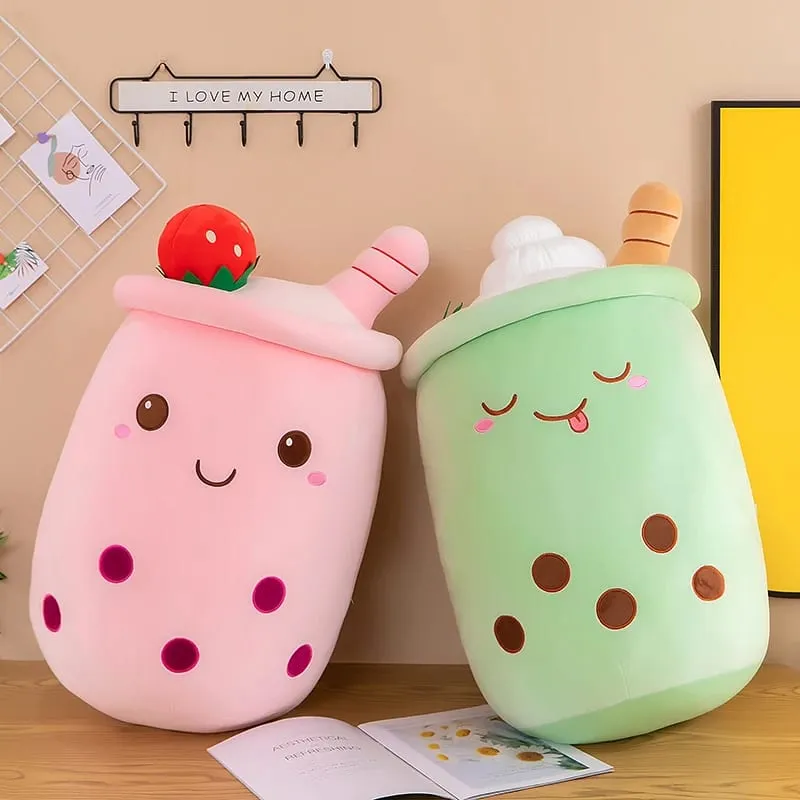 Cute Stuffed Boba Plush Bubble Tea Food Milk Cup Plushie Pillow Soft Kawaii Hugging Plush Toys Gifts for Kids