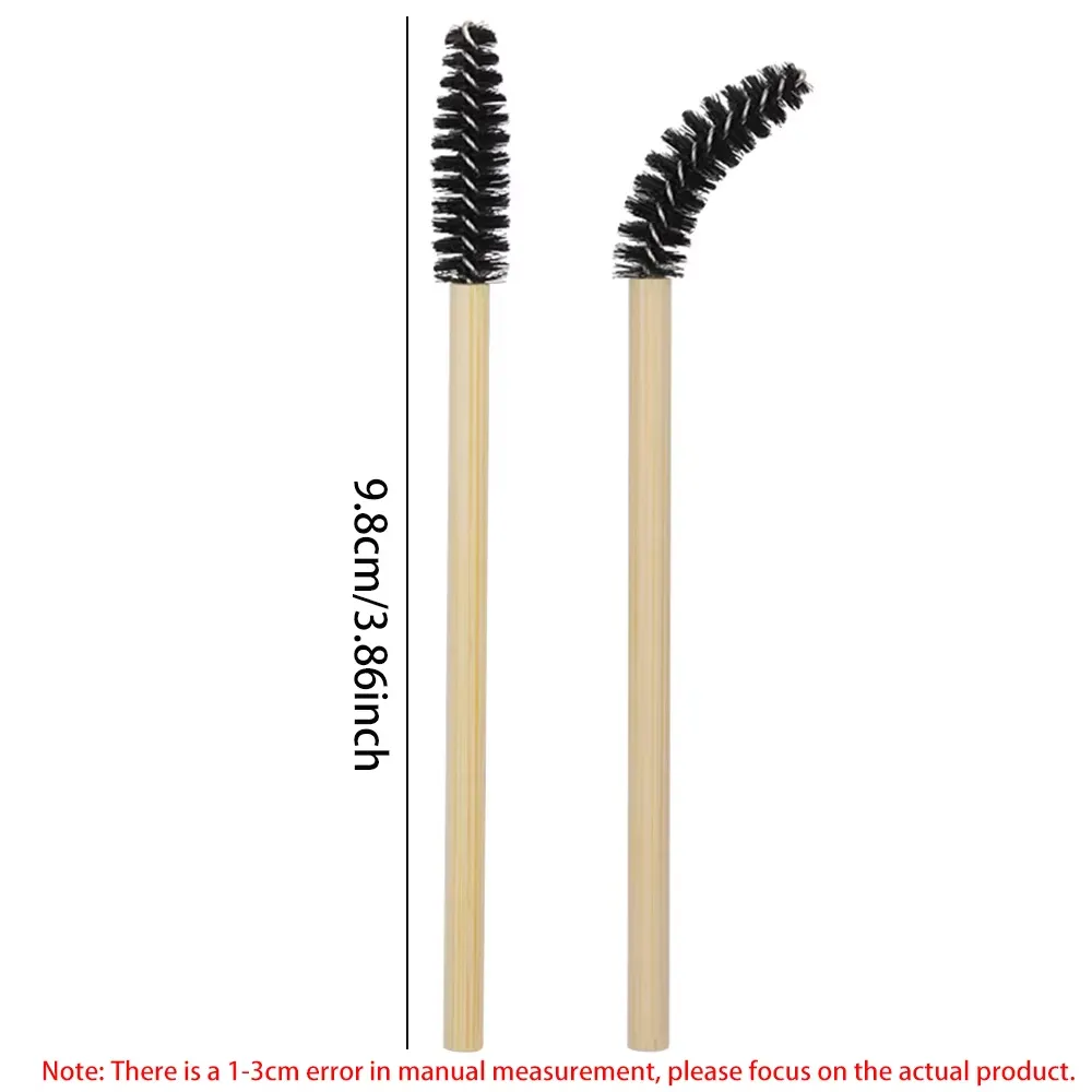 50Pcs Bamboo Handle Eyelash Brushes Mascara Wands Applicator Eye Lashes Extension Brush Eyebrow Spoolie Brushes Makeup Tool
