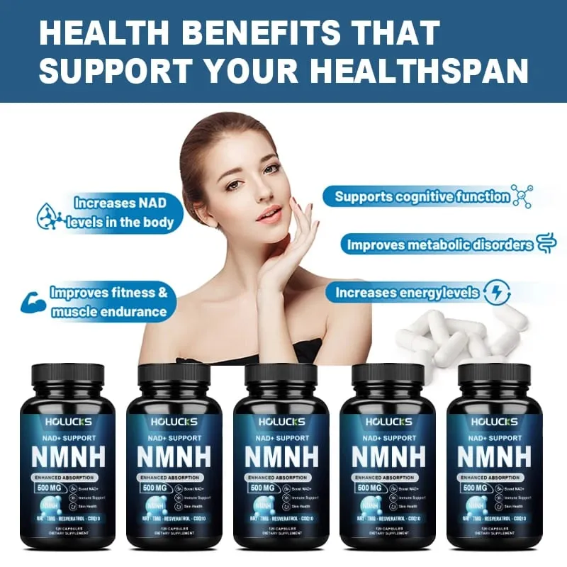 Premium 5-in-1 NMNH Supplement with Nicotinamide Riboside TMG Resveratrol C0Q10 Support Immunity Longevity & Vitality