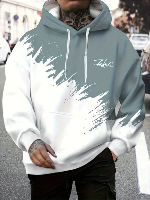 Fashion Gradient Print Men's Hoodies Nakakatawang 3D Letter Pattern Oversized Sweatshirts Autumn and Winter Casual Pullover Men Clothes