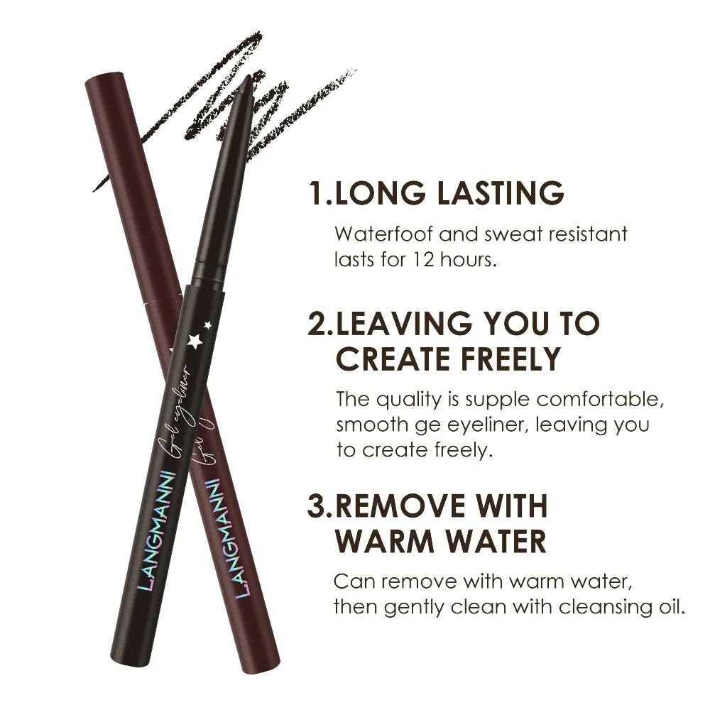 Glide-On Gel Eyeliner Pencil Ultra-Smooth Waterproof Lasting Liner for Waterline & Lash Line Fade-Resistant All-Day Wear Makeup