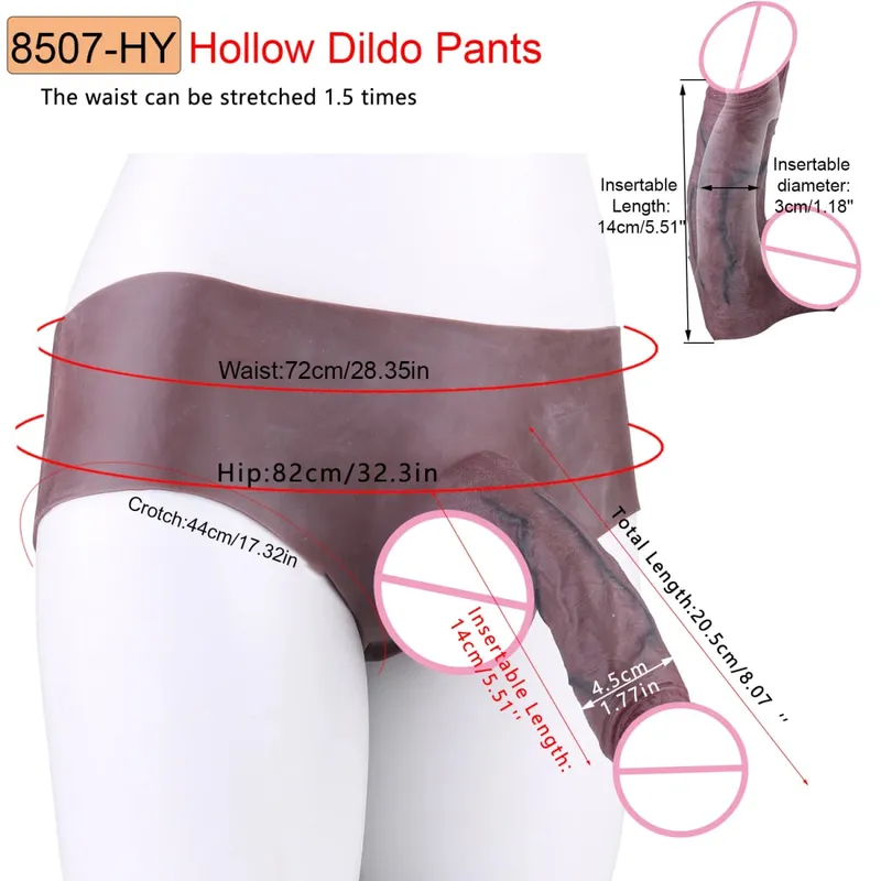 Silicone Boxer Shorts Pants With Realistic Hollow Dildo Lifelike Penis Sleeve Pants For Men Adult Couple's Sex Toy Sexshop