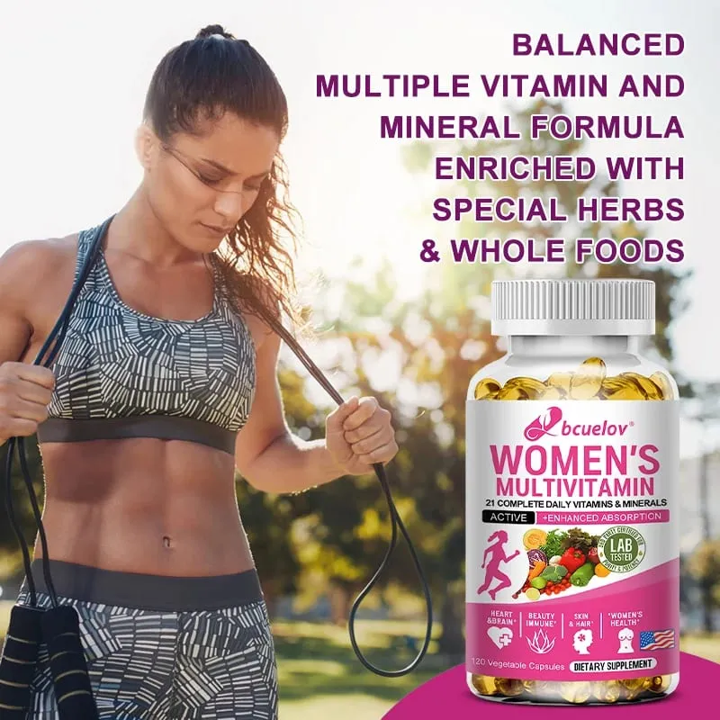 Daily Multivitamin for Women Capsules - Multivitamin and Multimineral Supplement for Skin Hair Health Energy Immune Support