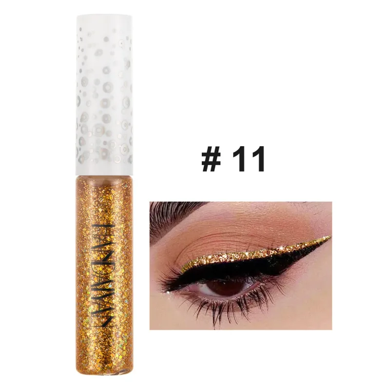 12 Colors Shiny Eye Liners Pigment Silver Rose Gold Color Glitter Liquid Eyeliner Metallic Colorful Makeup For Women