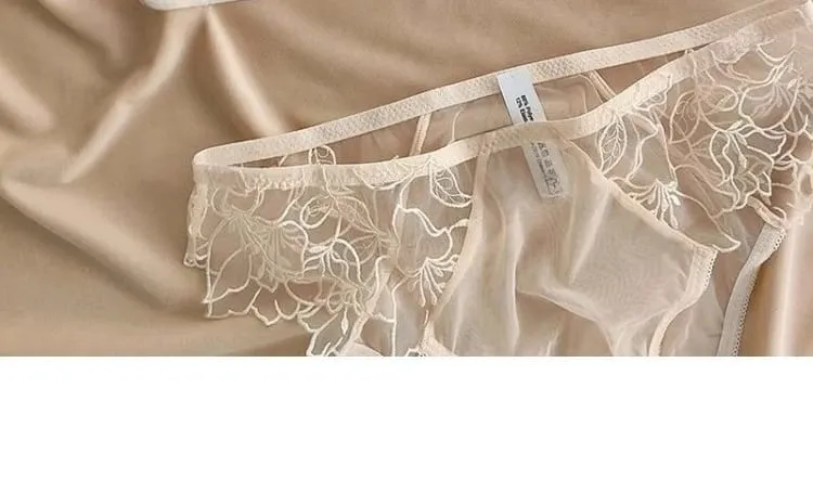 Women's French Embroidered Lace Bralette Set Ultra Thin Sexy Triangle Non Padded Wirefree Bra Small Chest Elegant Straps S-XL — image 13