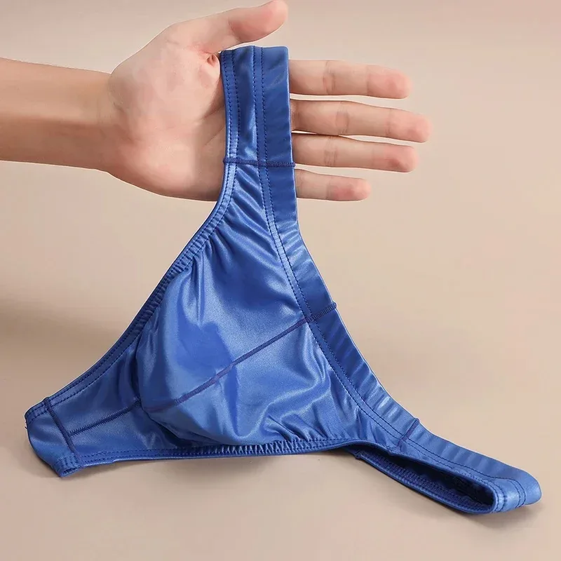 Men Faux Leather Sexy Sissy Briefs G-string Thong T-Back Large Pouch Soft Very Hot Lingerie Underwear For Man Unisex Panties — image 7