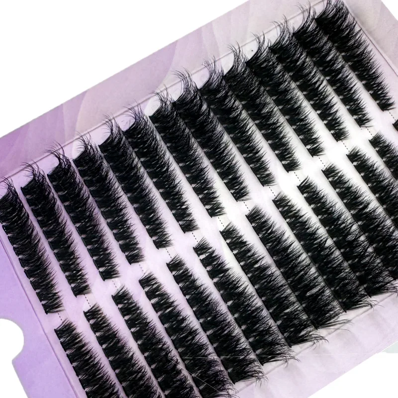 14Rows Fluffy Lash Clusters Thick Volume Eyelash Clusters Extensions Left/Right Individual Lashes Cat Eye Lash Extension