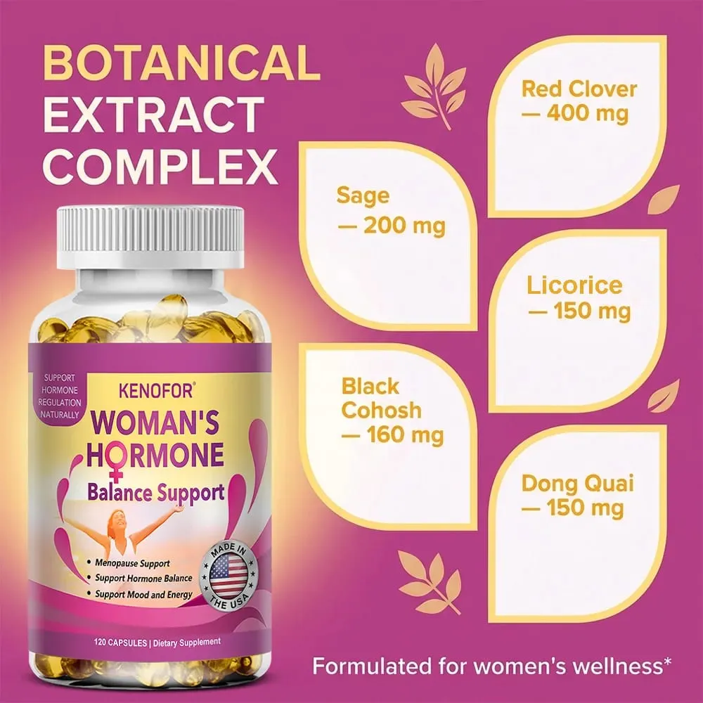 Women’s Menopause Support Supplement Enhancing Hot Flashes Night Sweats Mood Swings & Fatigue Supports Daily Wellness