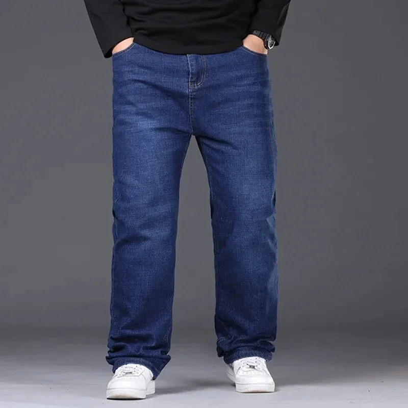 42-50 Plus Size Men's Jeans Business Casual Denim Pants High Waist Straight Leg Loose Elastic Comfortable Trousers Male Clothing — image 7