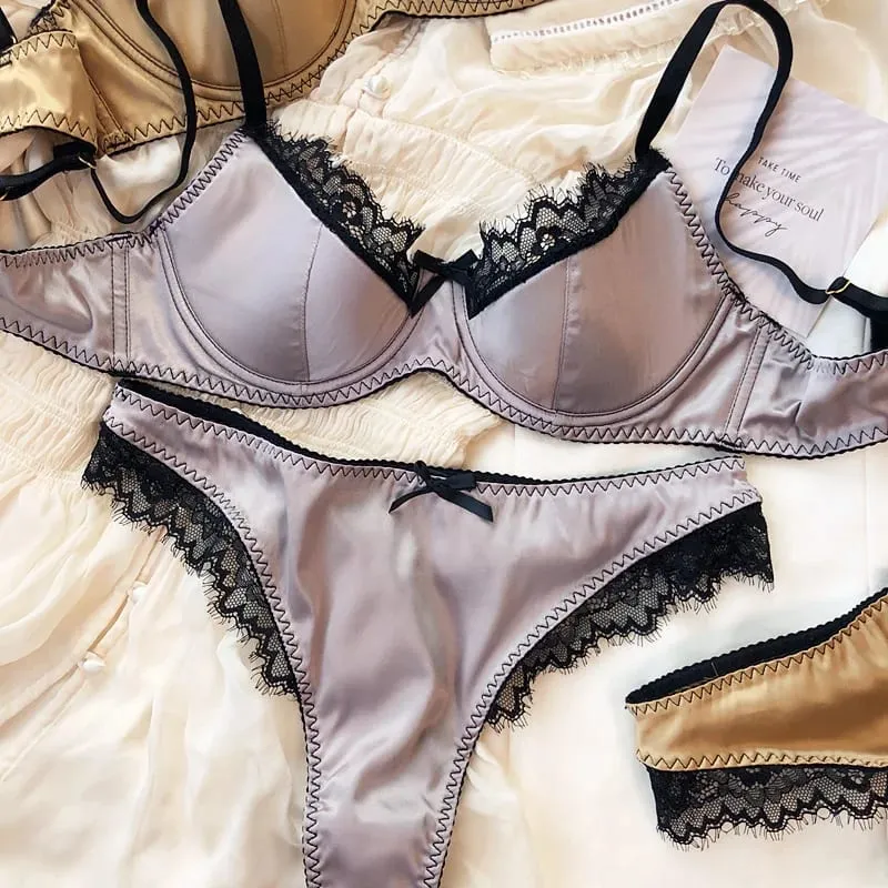 เซ็กซี่ลูกไม้บางถ้วยชุดชั้นในผู้หญิงฝรั่งเศส Push Up Bra ชุดผ้าไหมคุณภาพสูง Comfort Breathable ชุดชั้นใน Intimates ชุด — image 11