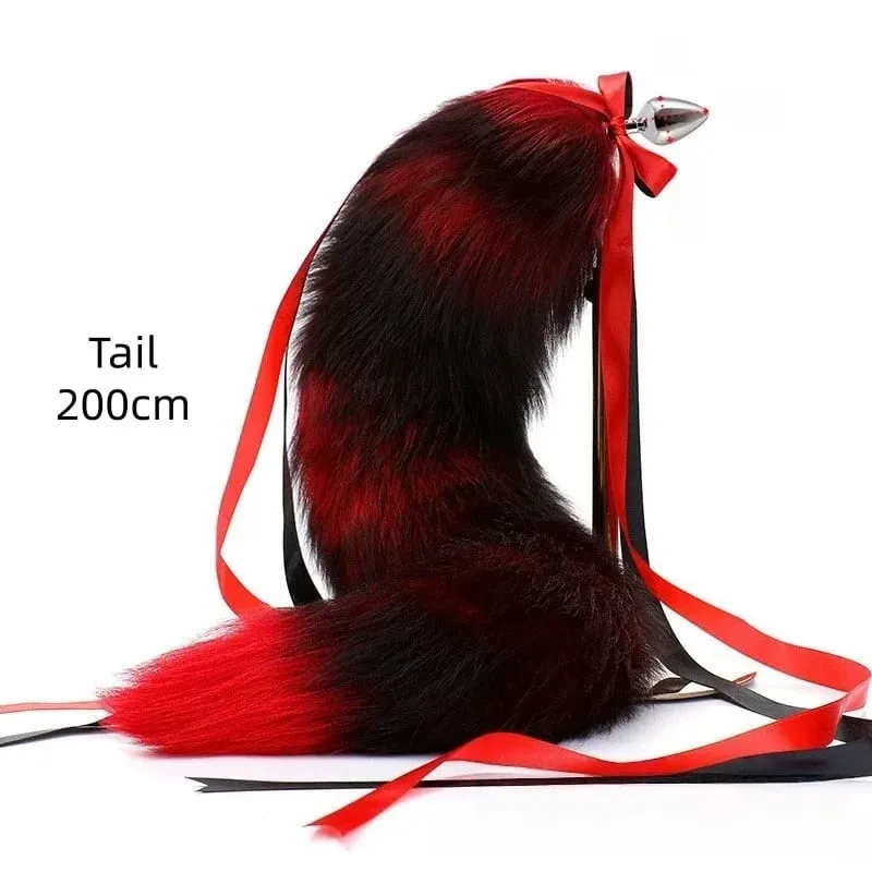 200cm Detachable Metal Butt Plug Fox Tail Cosplay Toys with Fetish Cosplay Fancy Dress Accessory for Couple BDSM Sex Flirt Prop — image 9