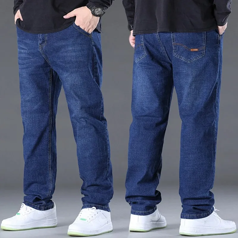 Men's Jeans Pants Big Size 50 High Stretch Denim Fabric Large Size Pants for 45-150kg Jeans Hombre Wide Leg Jeans Pantalon Homme — image 3