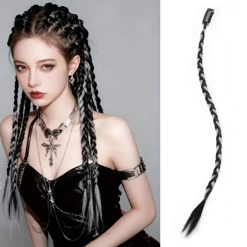 1PCS Y2K Style wig Braid 20 inch Multi-Color Synthetic Hair Clip Suitable for Daily Christmas and Music Festival Parties — image 9