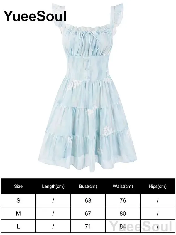 Blue Printed Mini Dress 2026 Summer New Elegant Party Birthday Evening Dresses Y2K Sweet Cute High Street Casual Women Dress — image 9