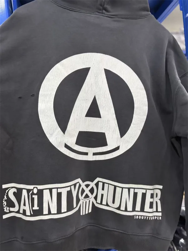 Mx6 × 26SS Zipper Retro Vintage New Letter Print Pocket Distressed Washed Cotton Hooded Sweatshirt Sweater Hoodies For Men — image 16