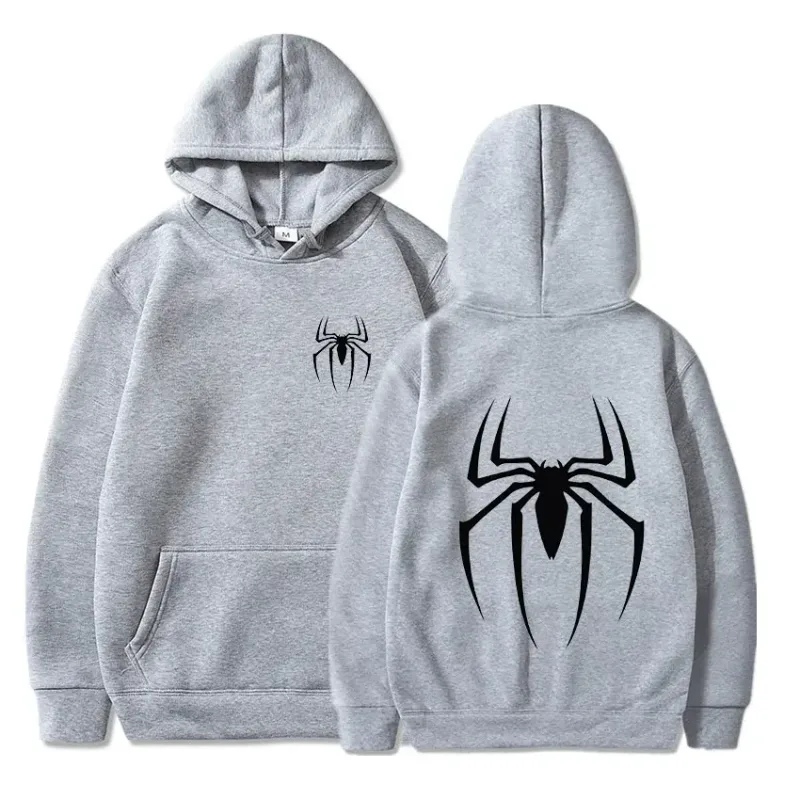 Mens Y2K Spider Print Hooded Streetwear Retro Clothing Loose Hip Hop Quirky Punk Sweatshirt Fashion Couple Sports Sweater — image 14