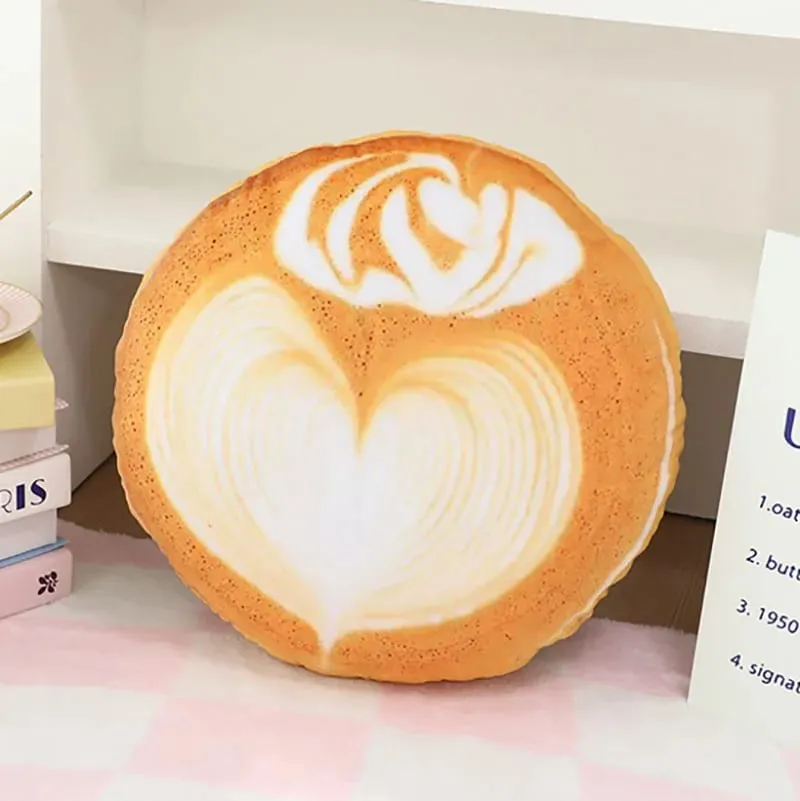 36x36cm Latte Coffee Round Plush Pillow Stuffed Soft Drink Food Images Seat Cushion for Sofa Chair Indoor Decor Gift