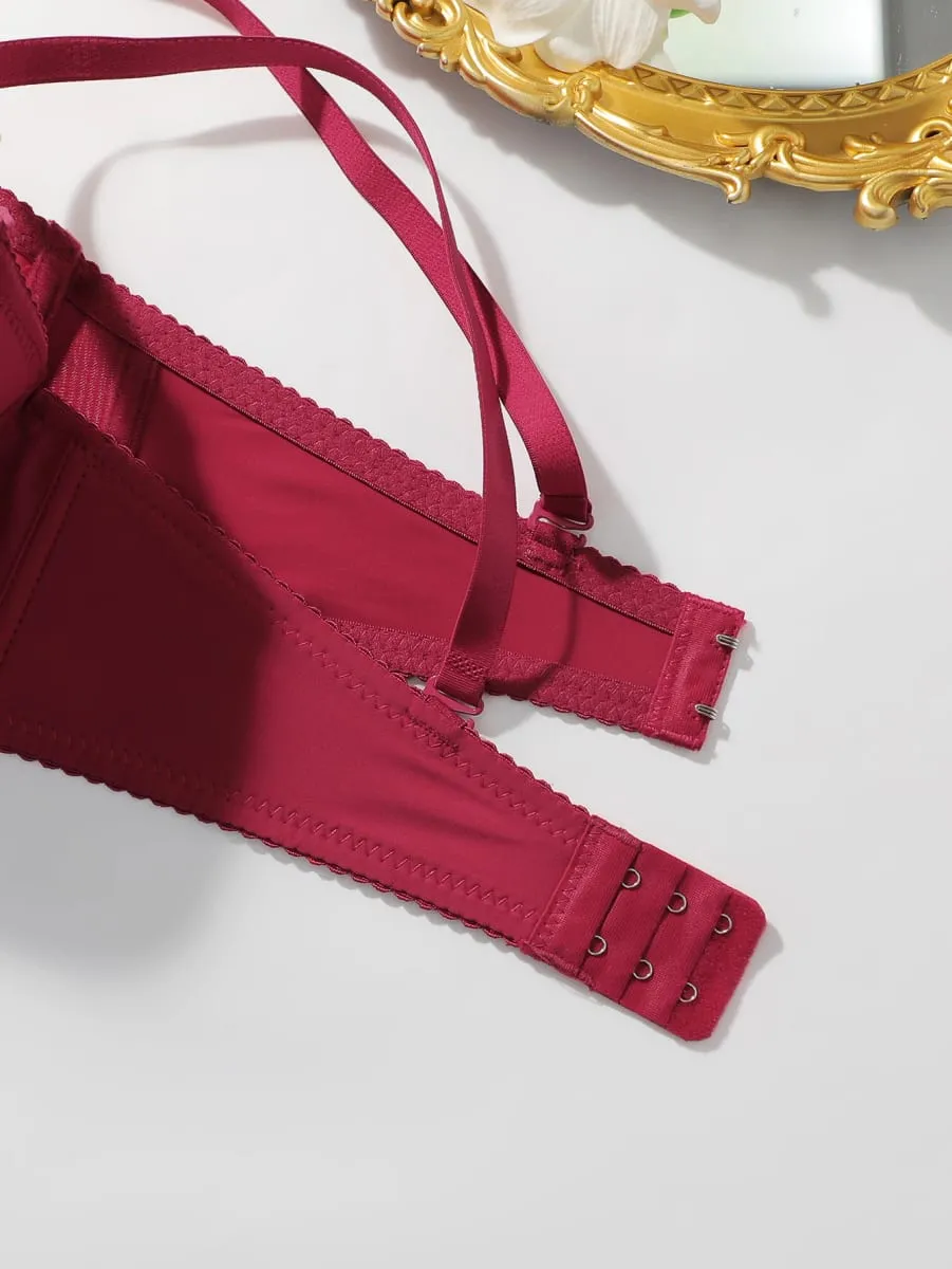 2 Packs Women's Underwire Padded Bra Sets Solid Push Up T-Shirt Bras with Matching Panties Sexy & Comfortable Everyday Lingerie
