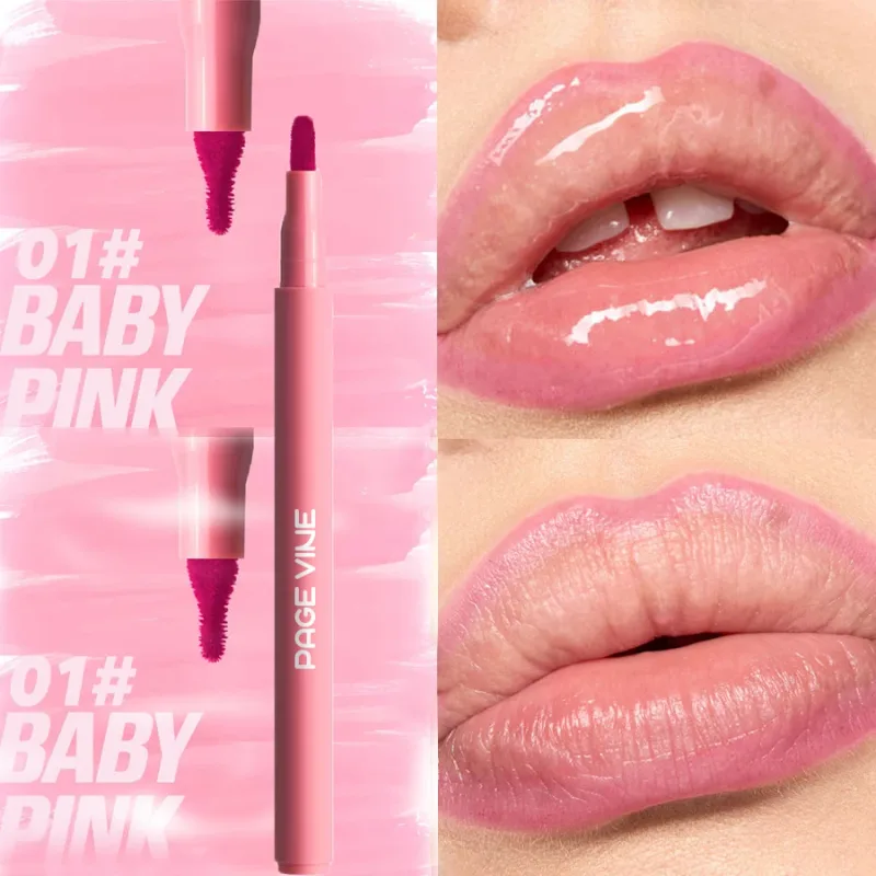 กำมะหยี่สีน้ำตาล Lip Liner ดินสอ Nude Matte Waterproof Non-stick Cup Cherry Red Lip Liner Lip Contour ปากกาลิปสติกแต่งหน้าสำหรับผู้หญิง