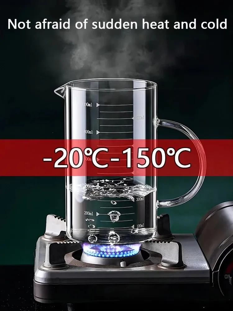1/2pcs Glass Measuring Cup With Handle Heat-resistant Laboratory Beaker Kitchen Milk Coffe Measuring Mug 250/350/500/1000ml — image 2