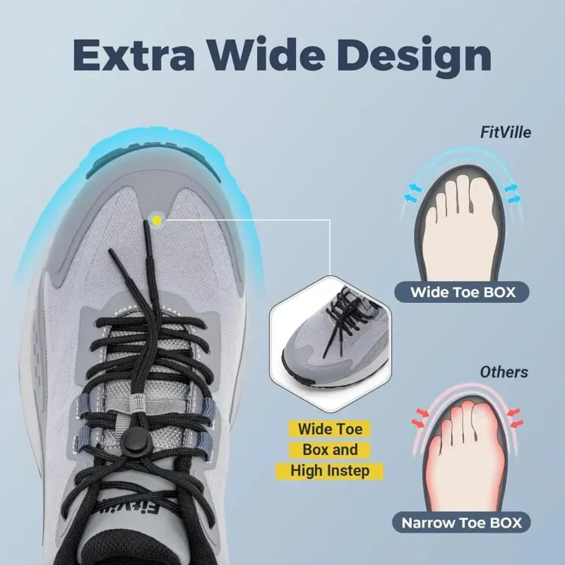 FitVille Wide Width Men'S Sneakers Non-Slip Comfortable Trekking Hiking Walking Shoes For Outdoor Shoe With Arch Support — image 2