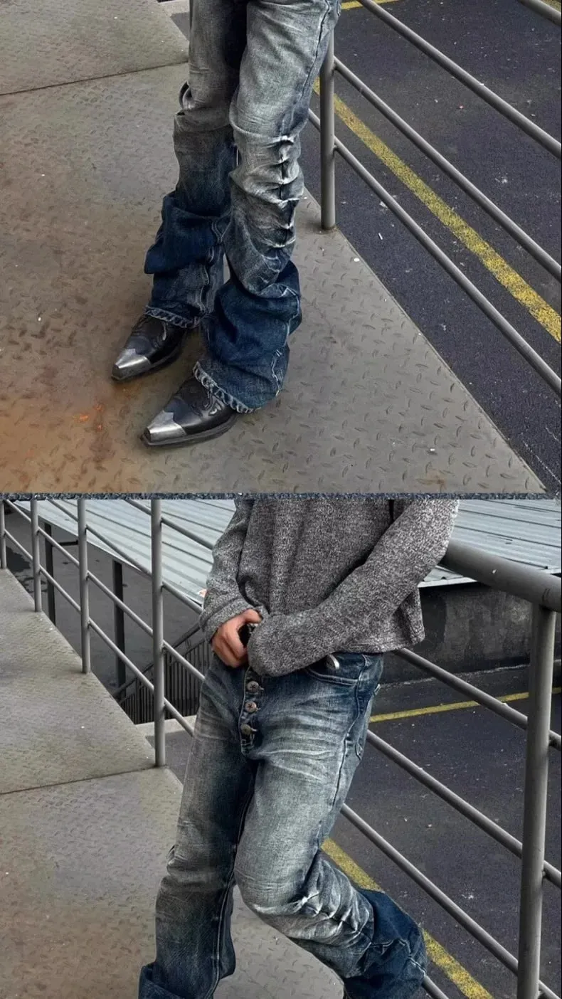 European American New Fashion Men's Slim Casual Trendy Simple Basic Denim Trousers Male Daily High Street Jeans Pants Clothes