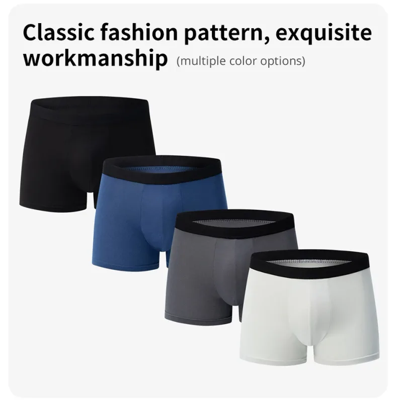 4 balení pánské jednobarevné sexy boxerské prádlo velikosti Evropa a Amerika Antibakteriální prodyšné pánské kraťasy velké velikosti Spodní prádlo — image 3
