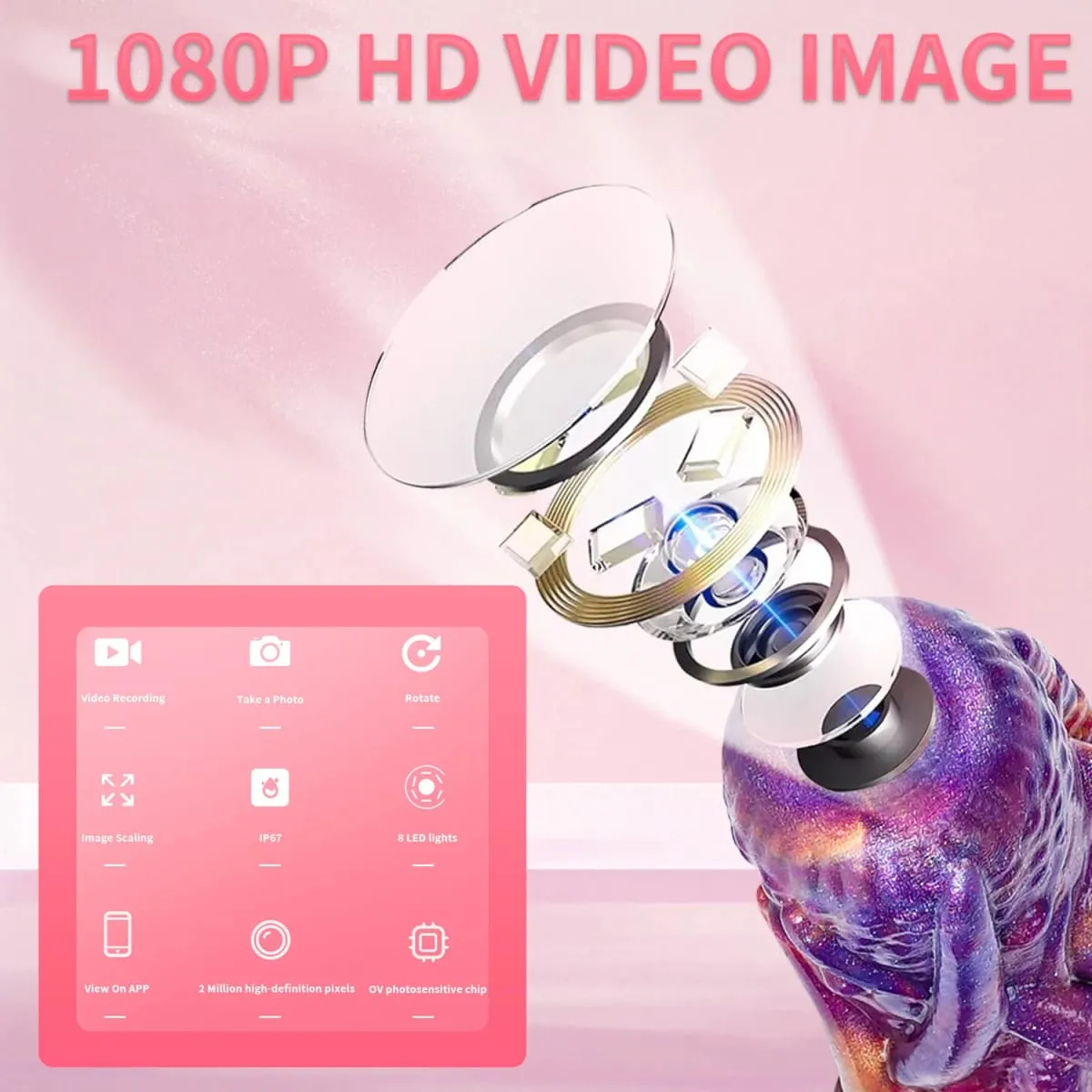 1080P HD Endoscope Camera Tentacle Dildo Octopus Anal Plug Spray Water Butt Plug Soft Silicone Adult Sex Toy for Women IP67 — image 3