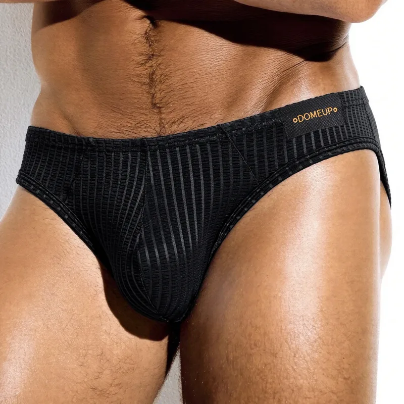 Men's Underwear Ribbed Texture Mens Brief Nylon Elastane Underpants Lightweight Thin Comfortable Male Triangle Underwear M‑XXL