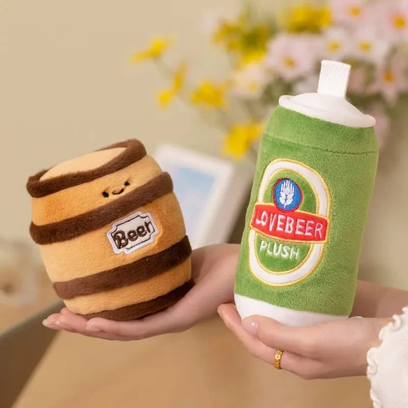 11~19cm Roztomilá pivní skleněná láhev Nápojová plechovka pivní sud Plyšový polštář plněný Kawaii Humanoid Plyšový Party Prop Man Dárek — image 4