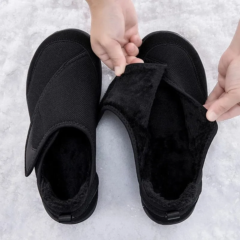 Winter Fur-lined Wide Box Toe Open Shoes for Elderly Men Women Diabetic Shoes Swollen Foot Fat Orthopedics Hallux Valgus Bunion
