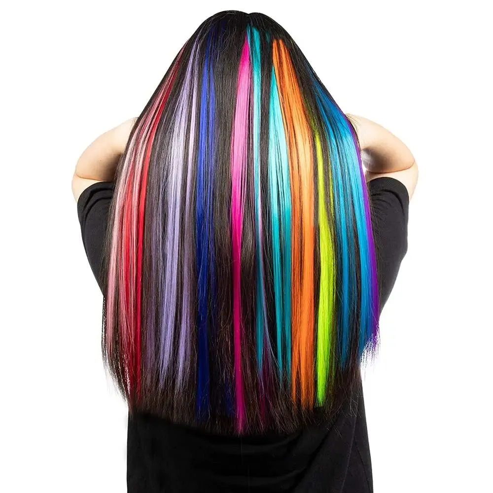 50 Pcs Hair Feathers with Hair Extension Tools Long Straight Synthetic Hair Feather Extensions Kit with Beads for Women Girls