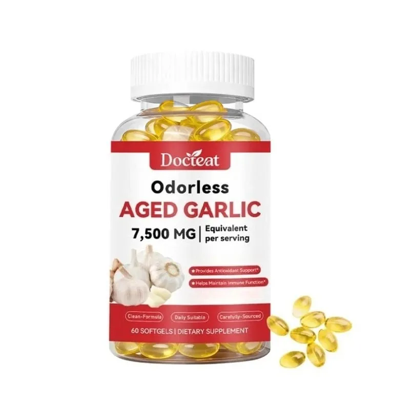 Estratto di aglio invecchiato inodore 7500 mg 60 capsule molli Ajo Envejecido Supplement Antiossidante e supporto immunitario Capsule molli di aglio quotidiano