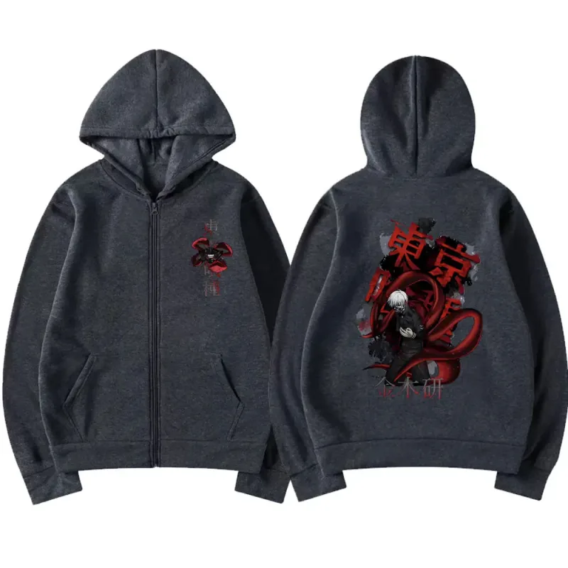 Anime Tokyo Ghoul Kaneki Ken Graphic Zipper Hoodie Men Women Casual Hooded Pullover Fashion Oversized Zip Up Sweatshirts Jackets — image 6