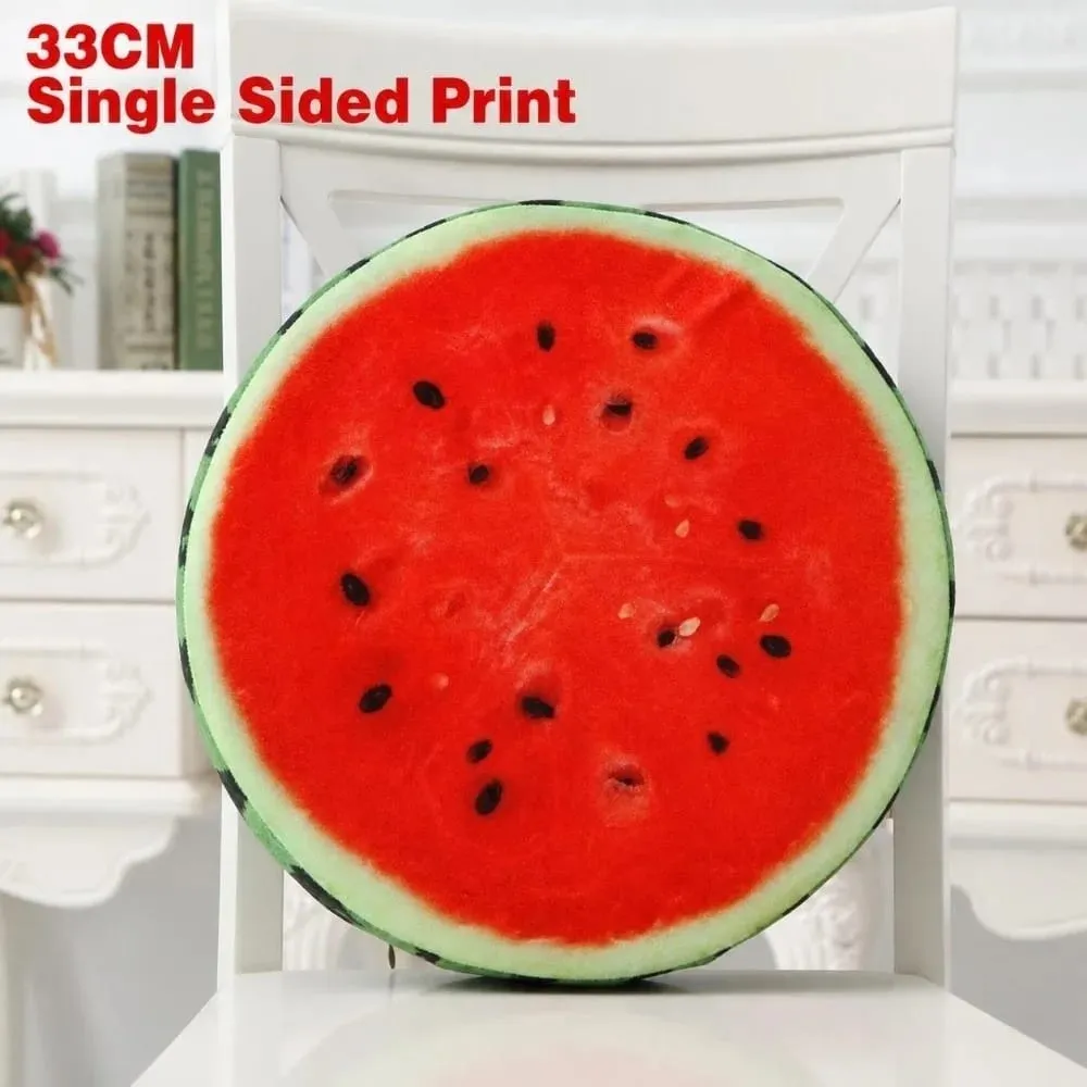 Soft Round Fruit Pillow Simulation Fruit Slice Print Seat Cushion Stuffed Inner Plush Fabric Sofa Cushion Sofa Decor