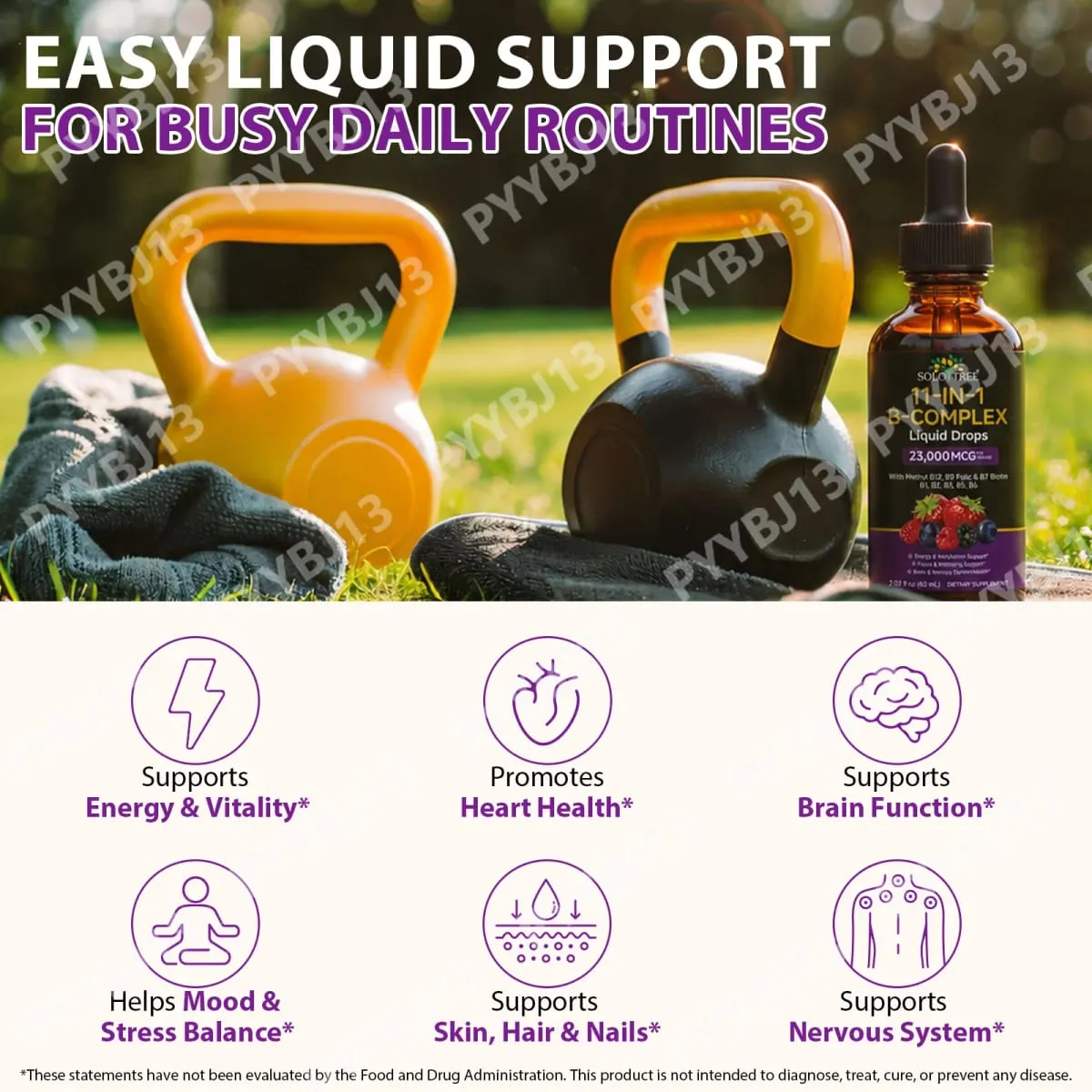 11-in-1-Vitamin-B-Komplex-Tropfen, 23000 mcg, Vitamin-B-Flüssigkeitsergänzung zum Einnehmen für Energie, tägliche Wellness-Unterstützung, 30 ml — image 2