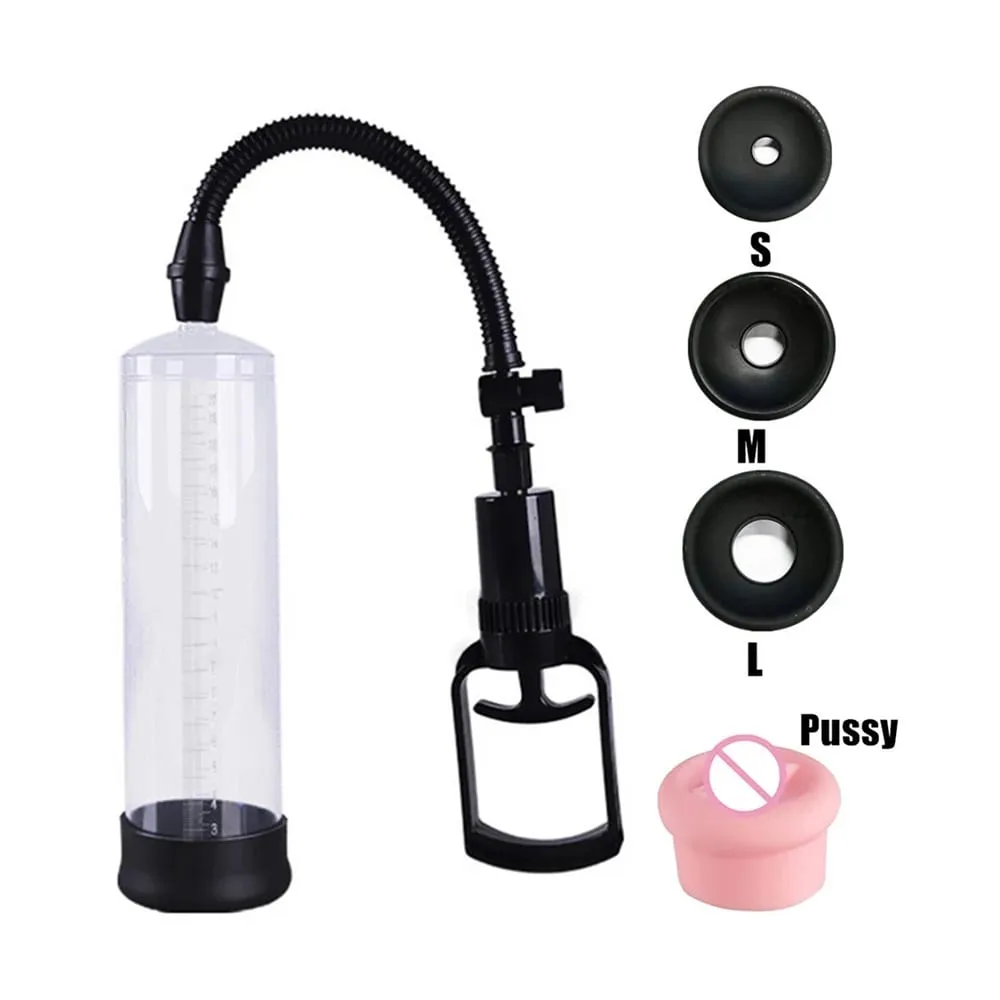 Penis Pump Vacuum Enlargement Trainer 3 Sleeves Silicone Male Enhancement Stamina Exercise Reusable Adult Sex Toy With Gauge — image 6