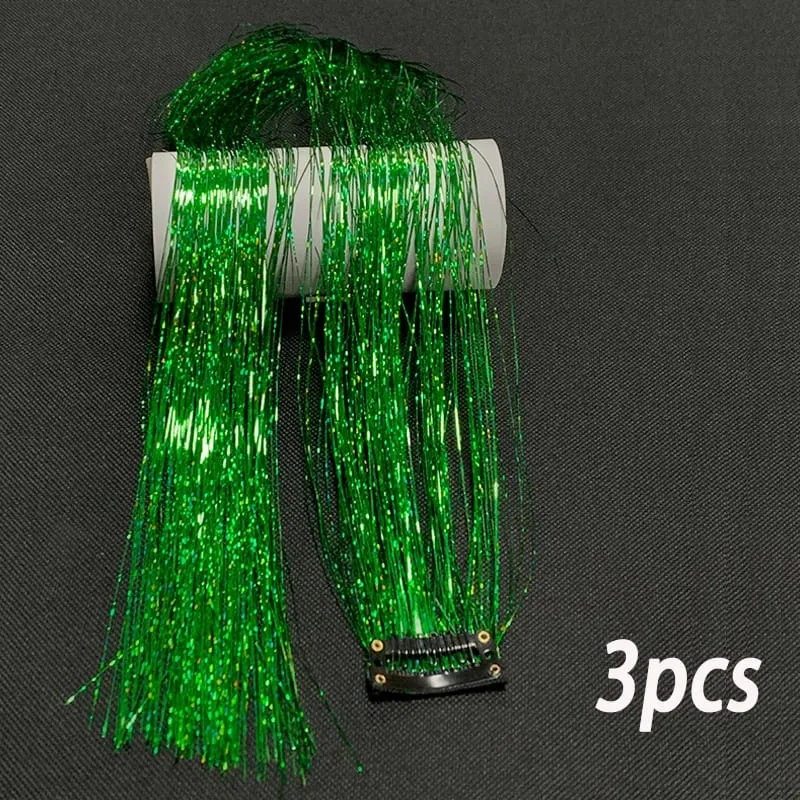 24Inch Synthetic 3pcs/set Long Straight Clip in Hair Extensions Highlights Colored Party Multi-Colors Hairpieces for Women Daily