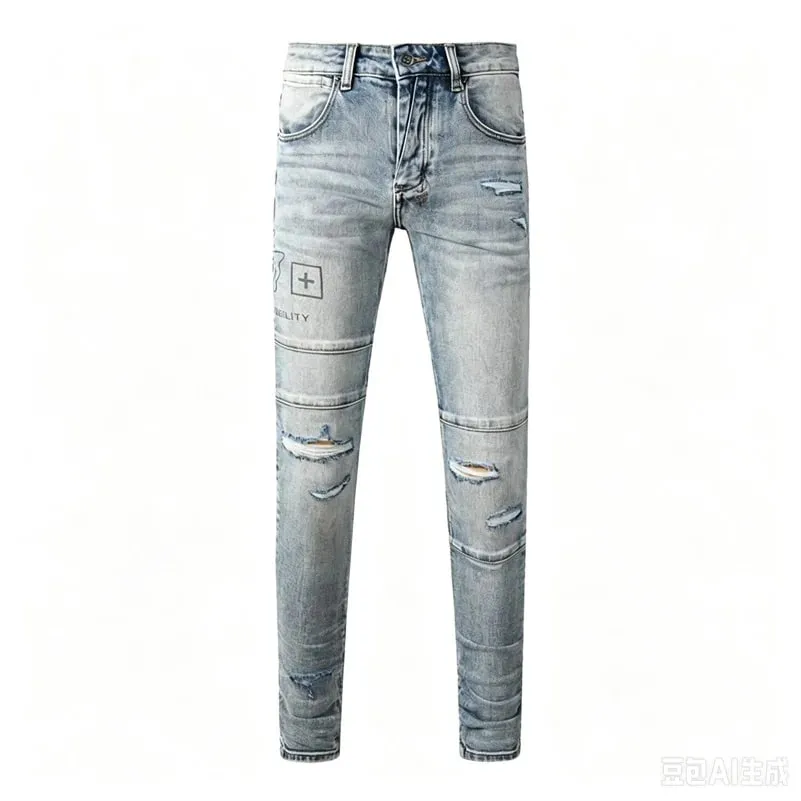 Luxury Streetwear Men's Jeans Americans Style Holes Long Trousers Quality Male Stretch Slim Pants Skinny Trousers — image 17