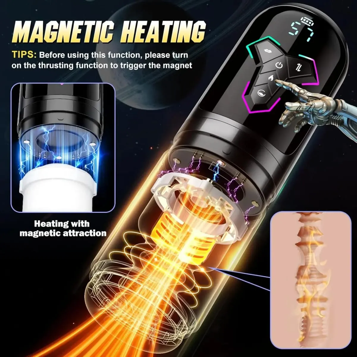 Automatic 5 IN 1 Telescopic Sucking Licking Male Masturbator Cup Penis Pump Heated Vagina Masturbation Adults Sex Toy for Men