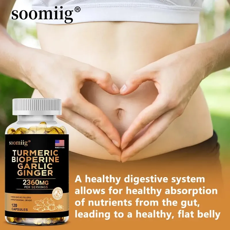 Turmeric Ginger Supplement with Garlic Curcumin Black Pepper Support Joint Health Promote Digestion and Boost Immune Health — image 3