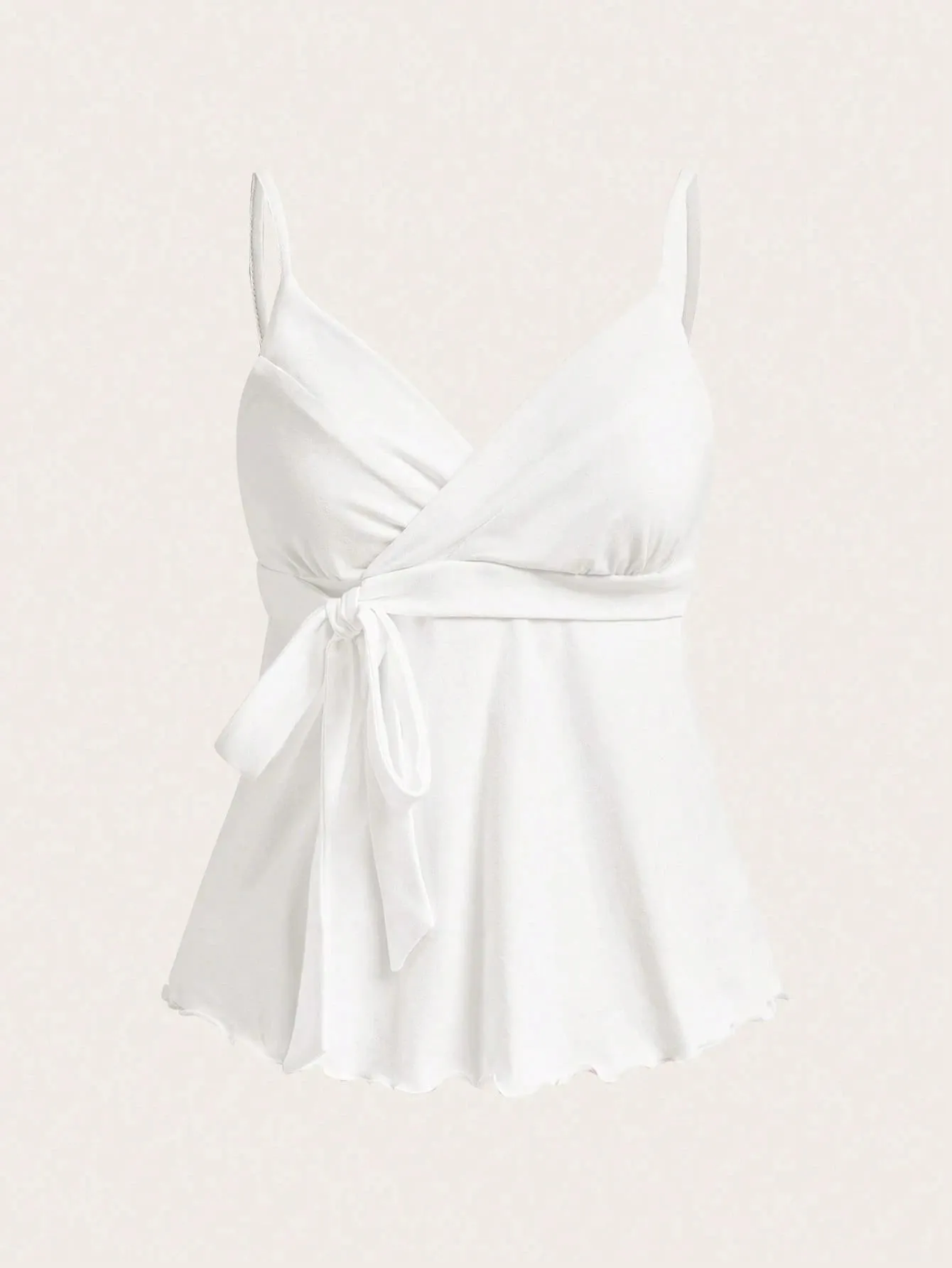Women's Sexy Backless Side Tie-Strap Decor V-Neck Ruched Hem Cami Top Casual Slim Fit Solid Color A-Line Top Summer 2026