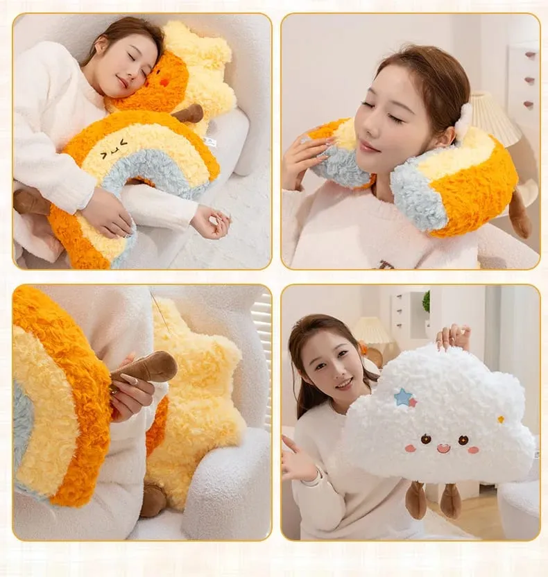 Weather Series Moon Plush Pillow Soft Fluffy Star Decor Sofa Back Cushion Cute Plush Toy Gift For Women Home Bedroom Decoration