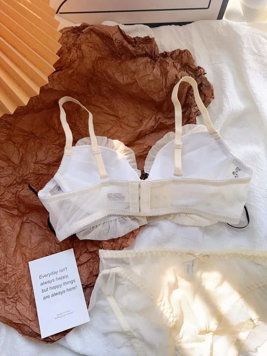 Strappy lace lingerie girls without steel ring underwear st small breasts gathered sweet sexy bra briefs suit — image 6